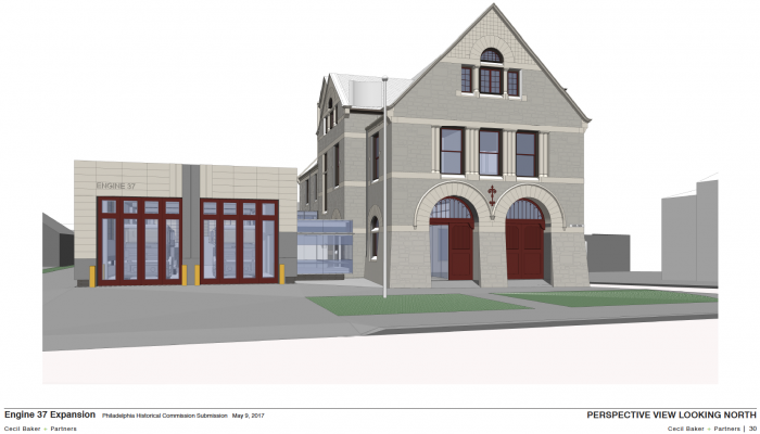 Architectural drawing of renovated fire station