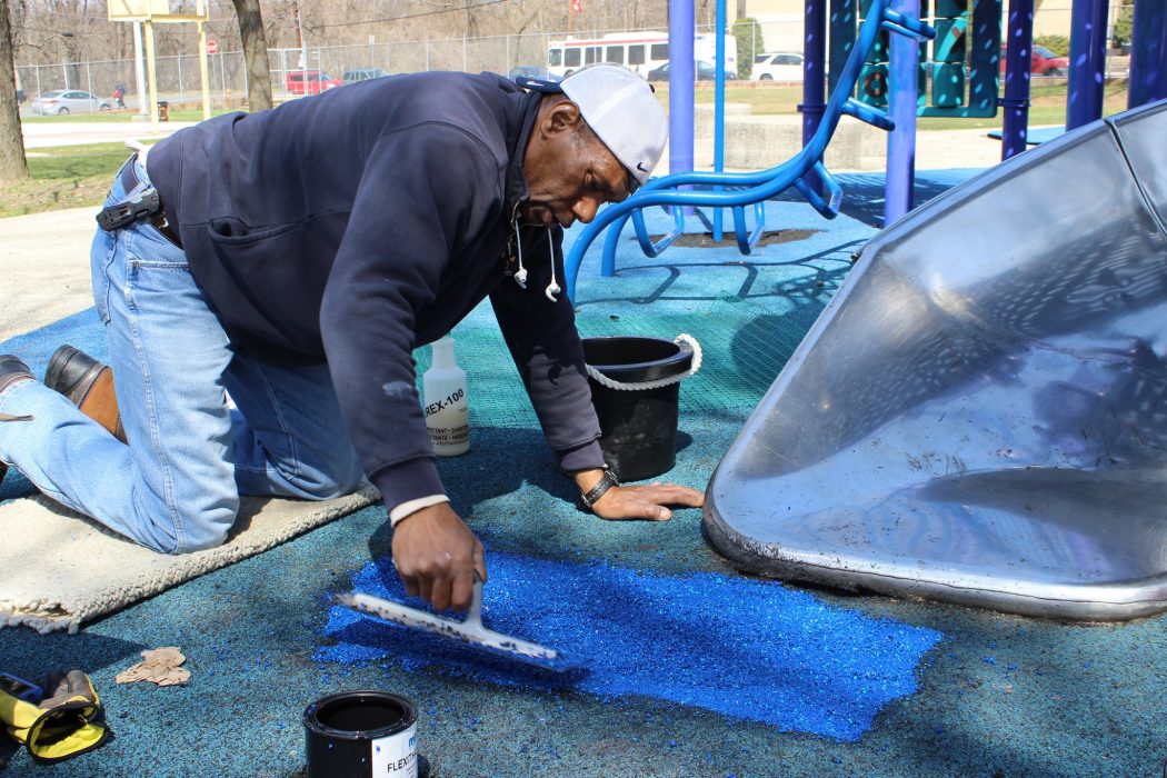 Commercial painter in park