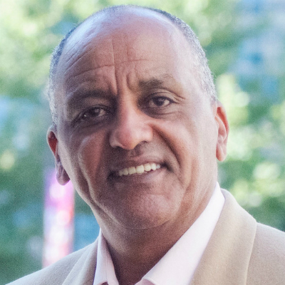 Tilahun Afessa, Revenue Senior Policy Analyst in front of City Hall, Philadelphia