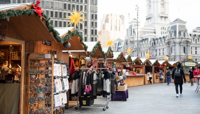 Christmas Village in Philadelphia's LOVE PARK