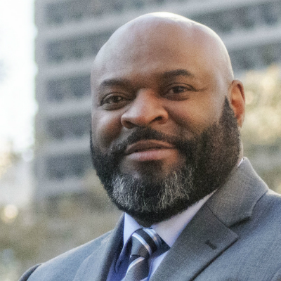 The Water Revenue Bureau's Director of Operations, Mark Harvey, near City Hall, Philadelphia