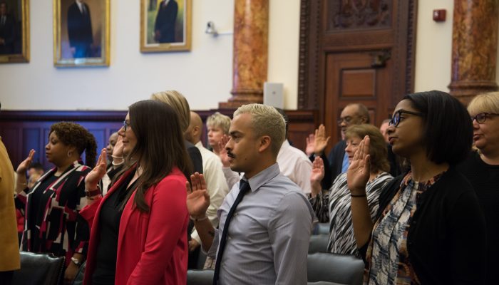 Integrity Officers being sworn in at ceremony in City Hall.