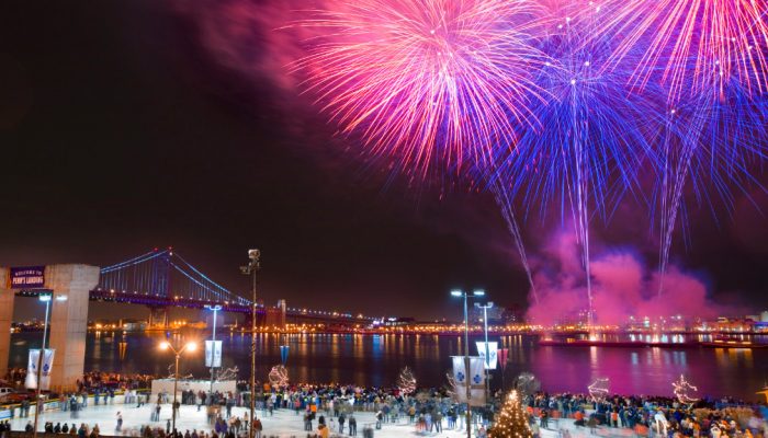 New Year's Eve fireworks over the Delaware River