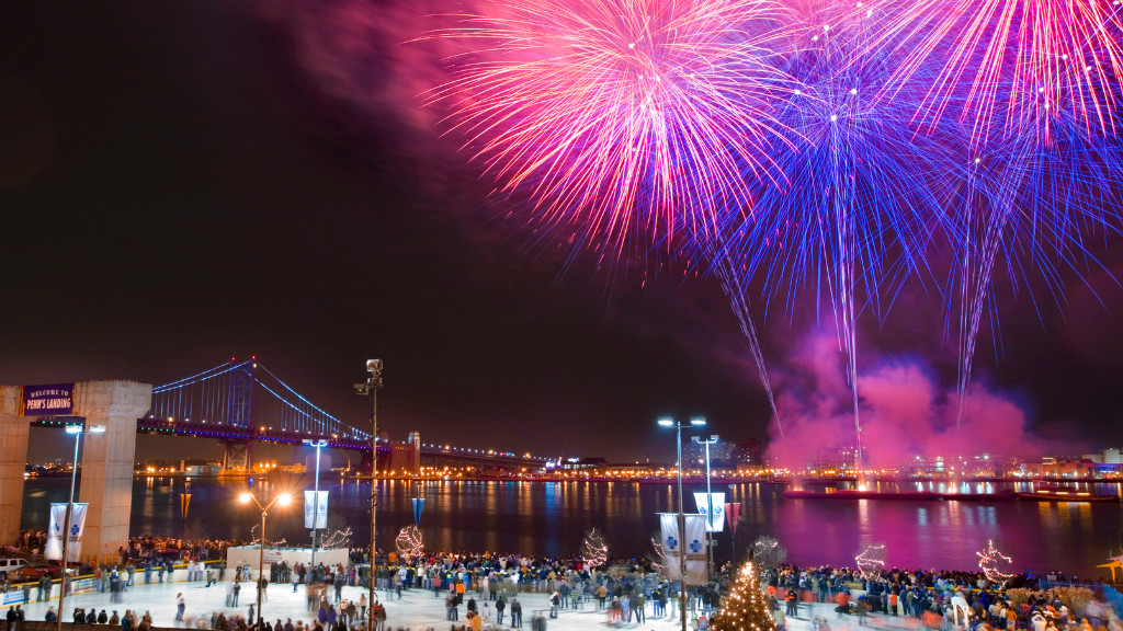 New Year's Eve fireworks over the Delaware River
