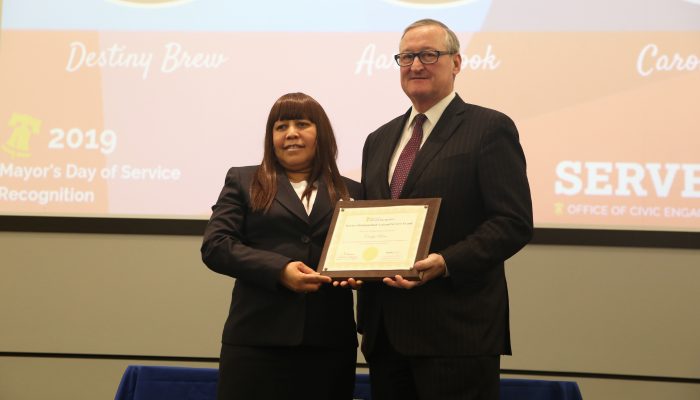 Mayor Kenney and Service Award Honoree