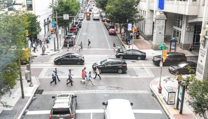 an intersection in center city philadelphia