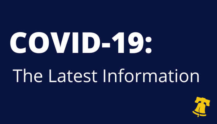 Graphic that says: COVID-19: The Latest Information phila.gov/COVID-19