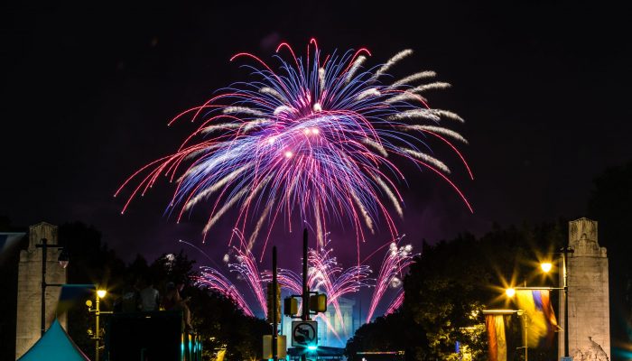 a fireworks display on fourth of july