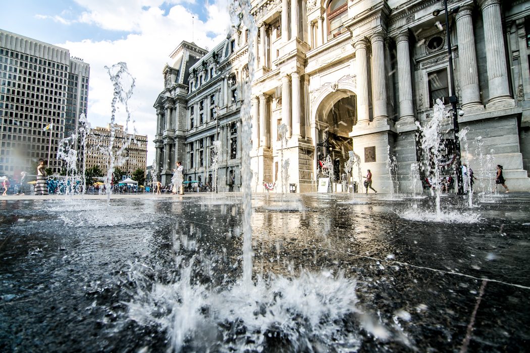 the sprayground in front of City Hall