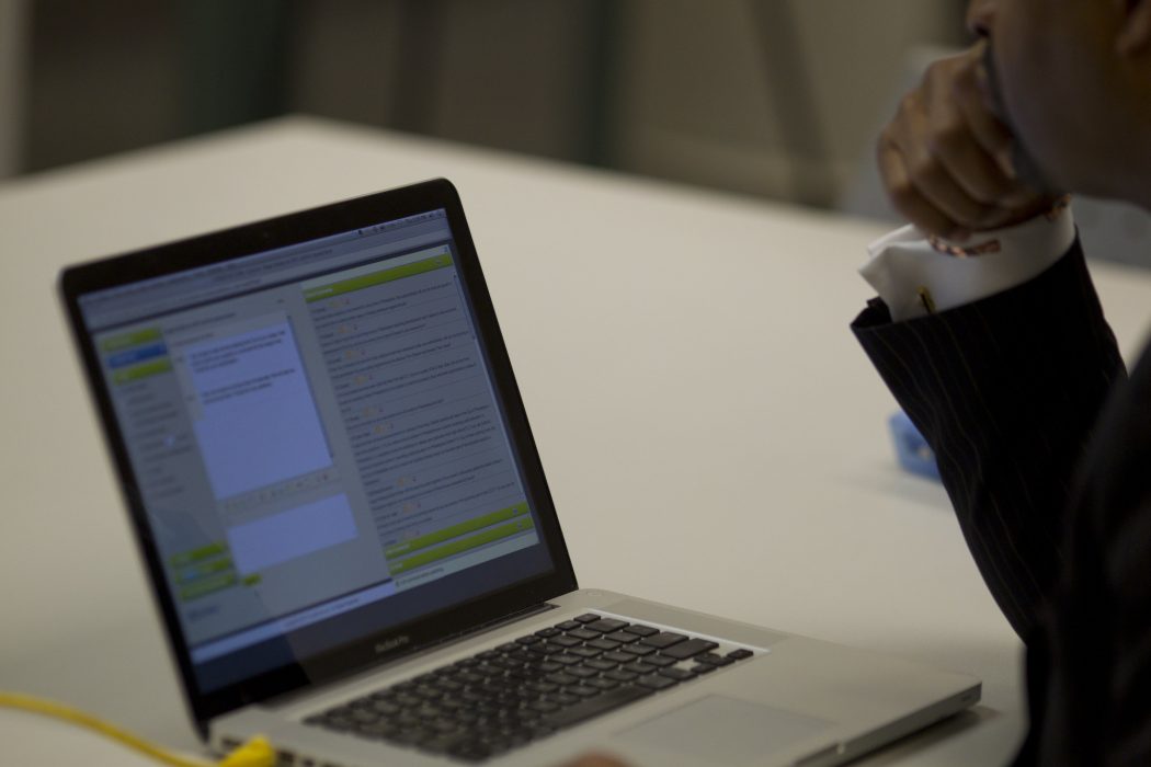 Close-up of laptop that someone is using