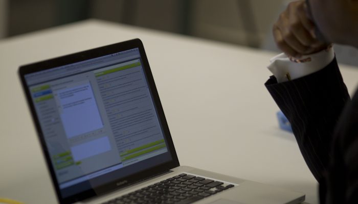 Close-up of laptop that someone is using