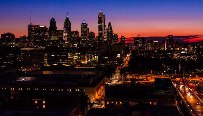 philadelphia skyline at twilight