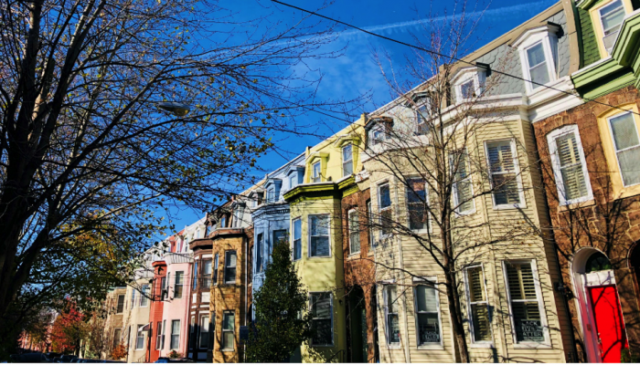 Philadelphia row homes in the fall
