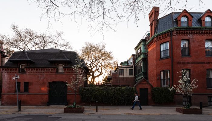 man walking in residential neighborhood in Philadelphia