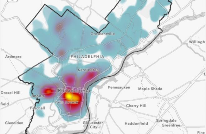 This heat map shows where Retrievr pickups have been scheduled in Philadelphia.