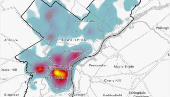 This heat map shows where Retrievr pickups have been scheduled in Philadelphia.