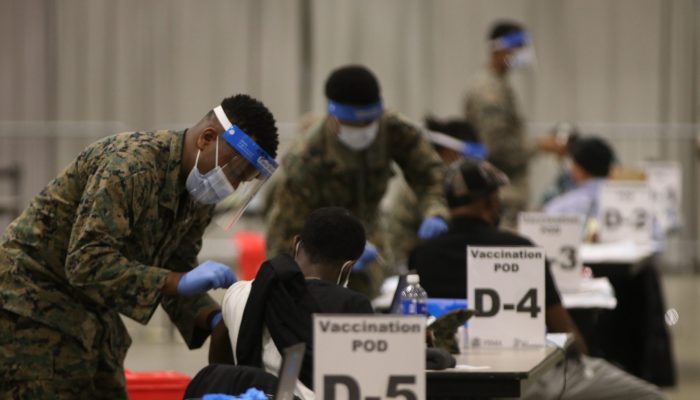 Philadelphia residents getting vaccinated at the Center City Vaccination Center