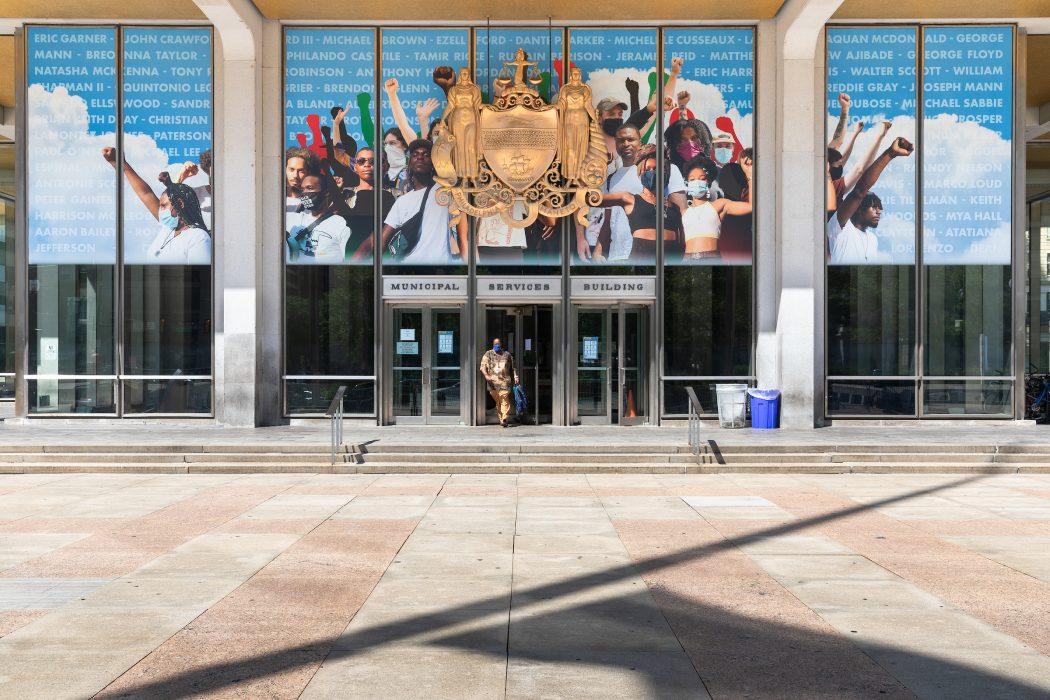 A mural at the municipal services building entitled crown.