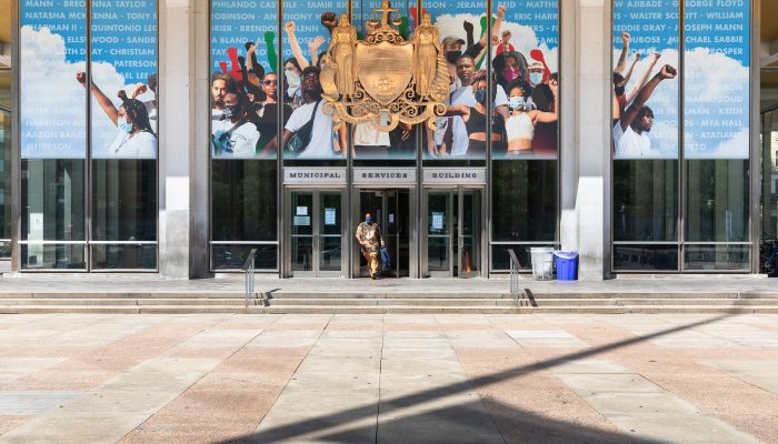 A mural at the municipal services building entitled crown.