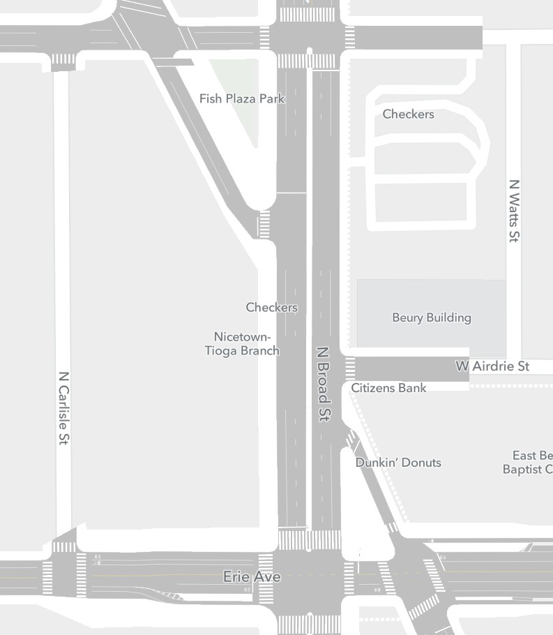 Map of the proposed redesign of the broad and erie intersection