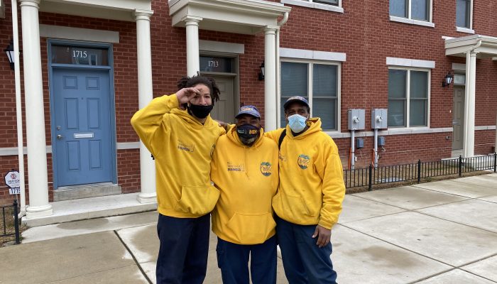 Cleaning crew in uniforms