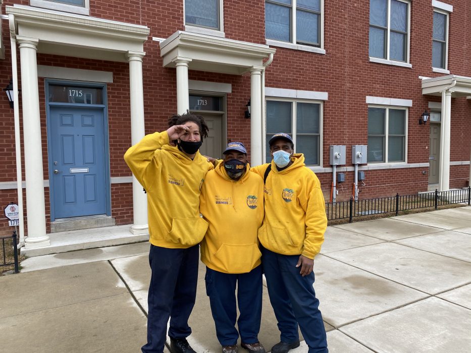 Cleaning crew in uniforms