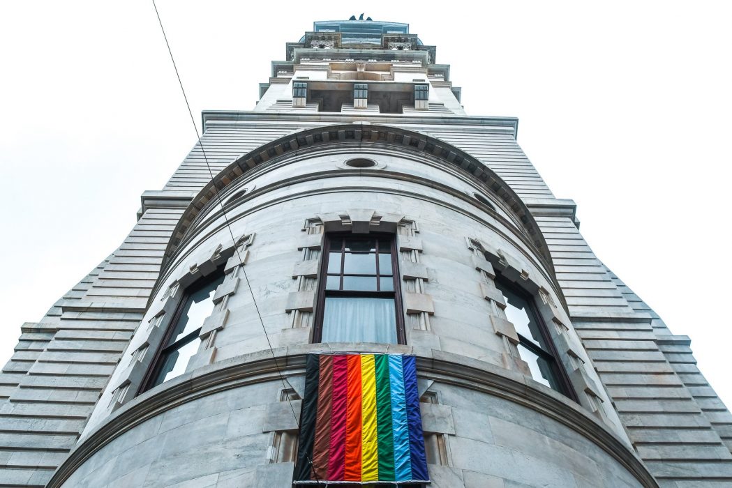 The More Color More Pride flag flies on City Hall