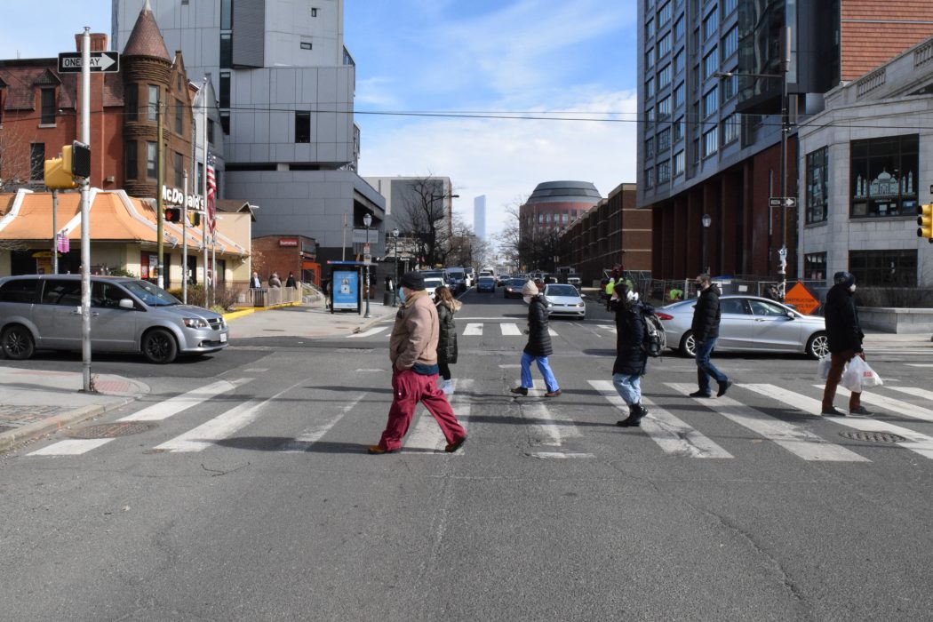 people crossing street