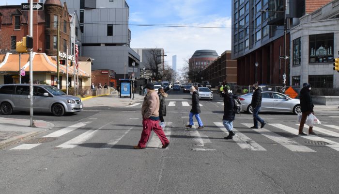 people crossing street