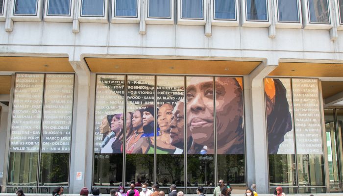 the crown mural by Russell Craig at the municipal services building