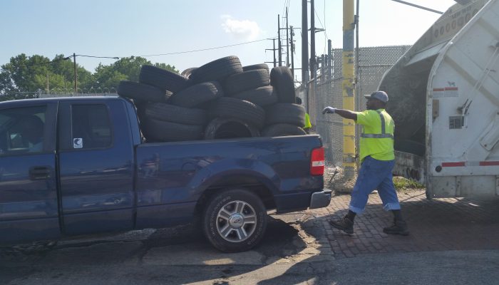 Resident drops off tires