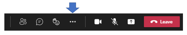 Screenshot of what the three dots look like on Microsoft Teams, which allow for Closed Captioning