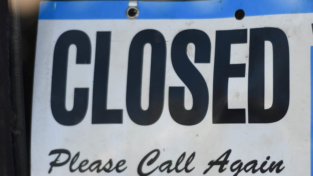 Store sign showing the words Closed please call again