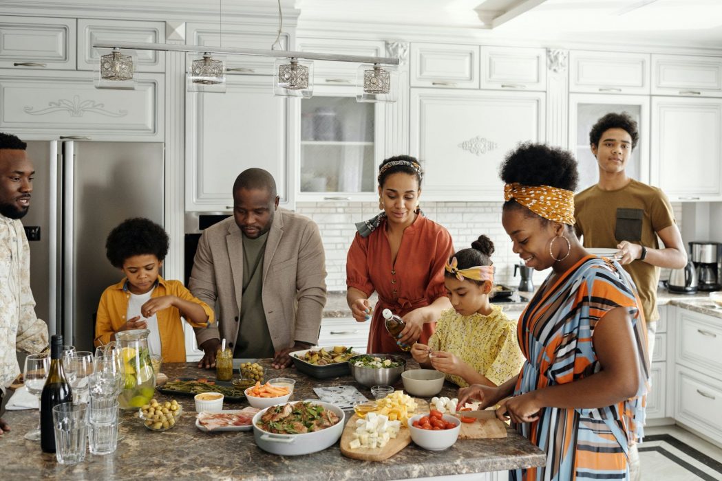 Family together celebrating the holiday season