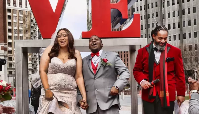 A couple getting married at the Valentines Day marriage event.