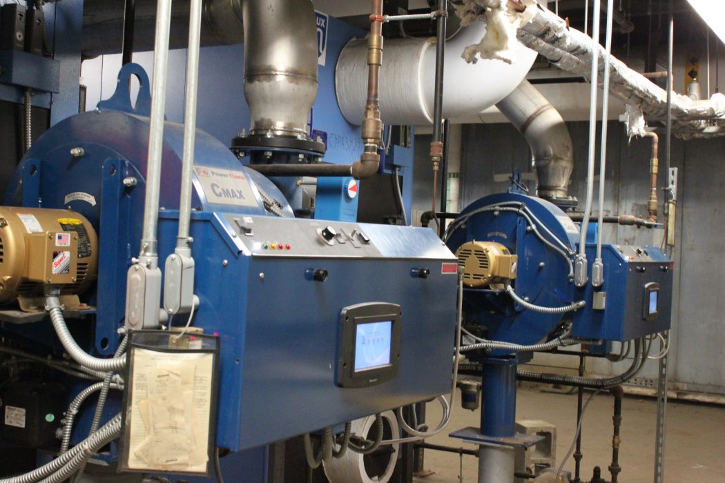 Part of a natural gas boiler system in a City building that participates in the voluntary natural gas curtailment program