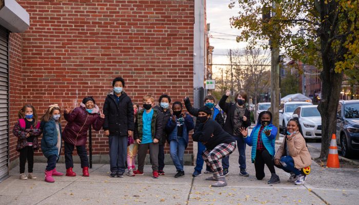 Young children pose outside Northern Liberties Rec Center
