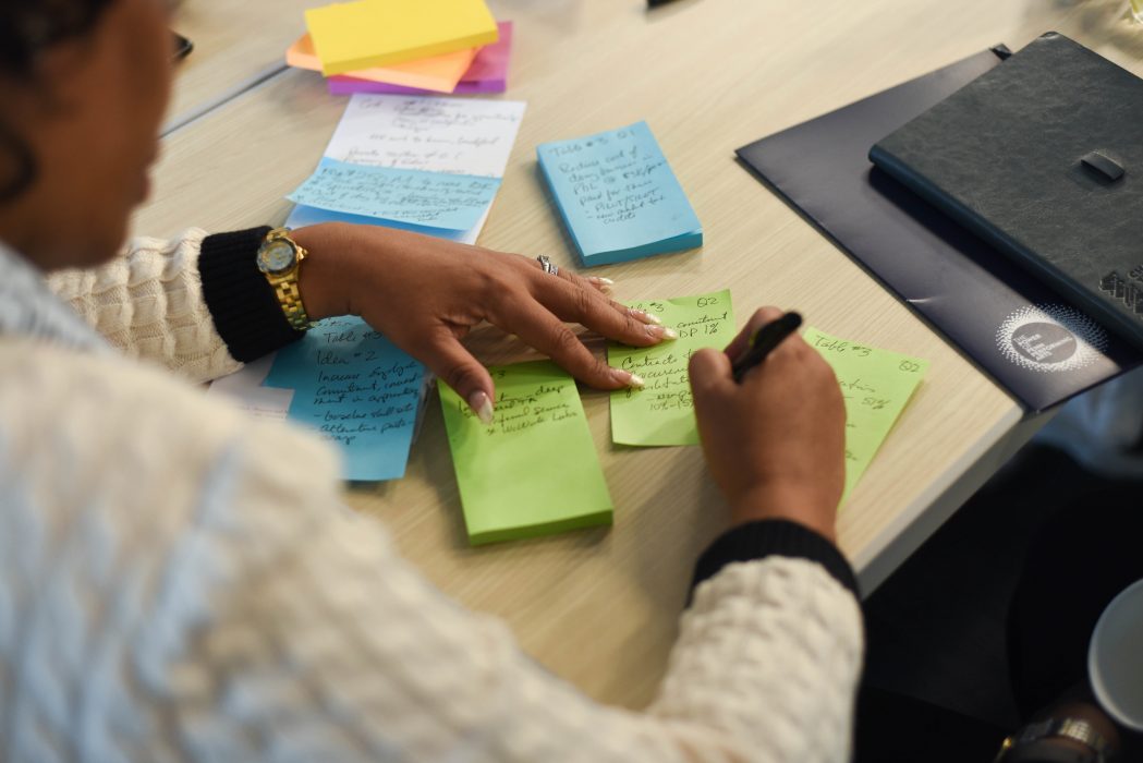 City employees brainstorming and creating lists.
