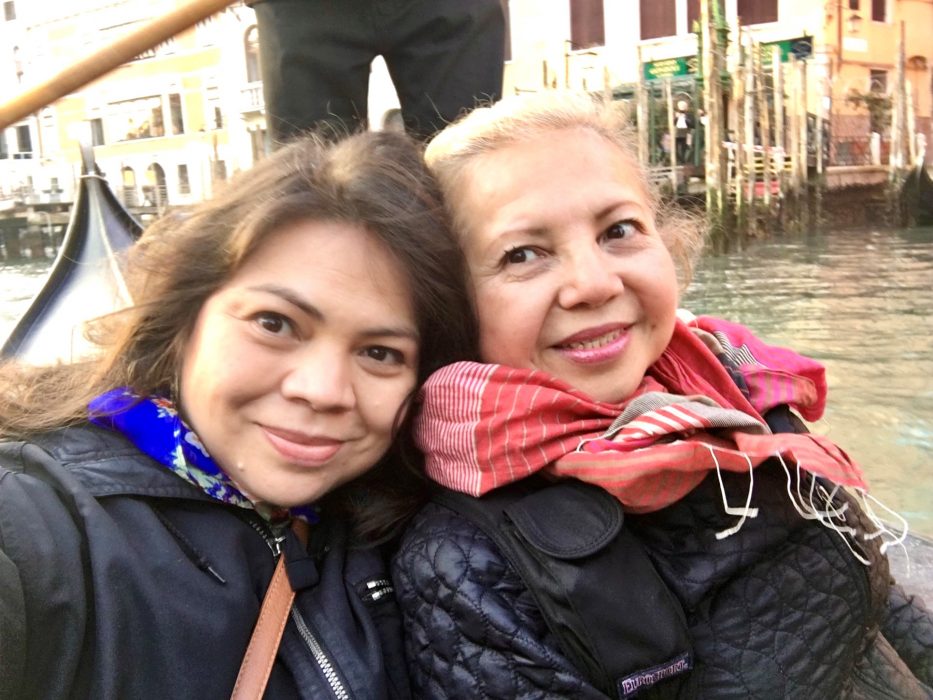 Caroline in Venice with her mom.