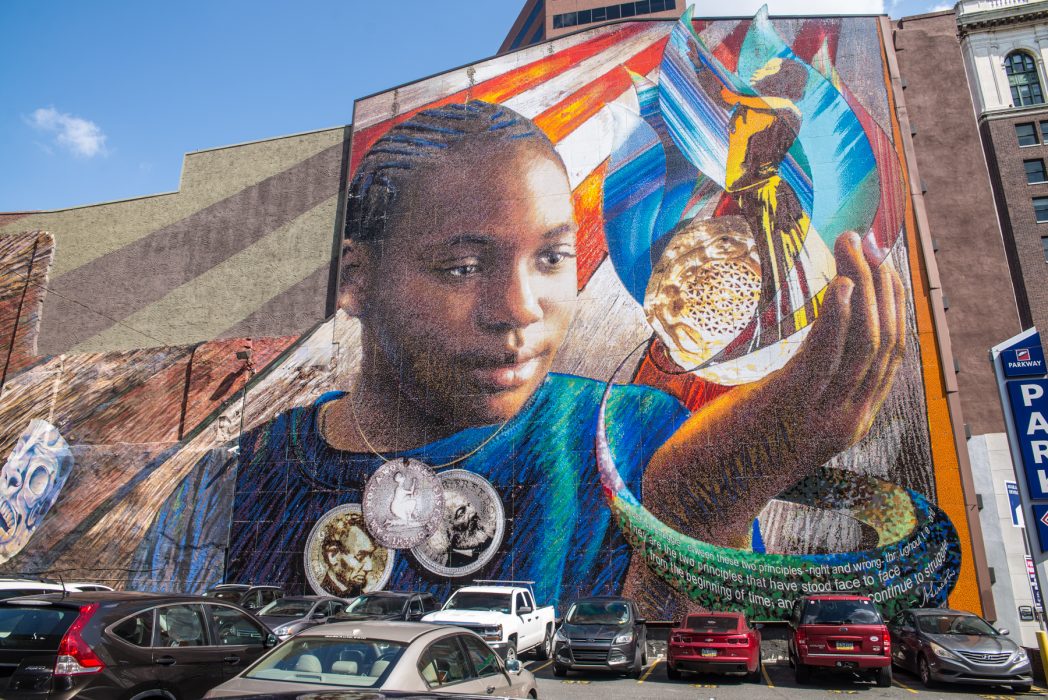 City Mural of young black boy