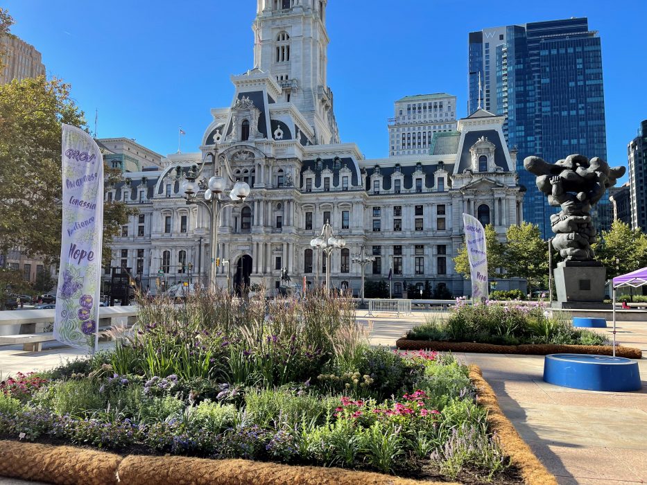 Overdose Memorial Garden in front of City Hall in Philadelphia