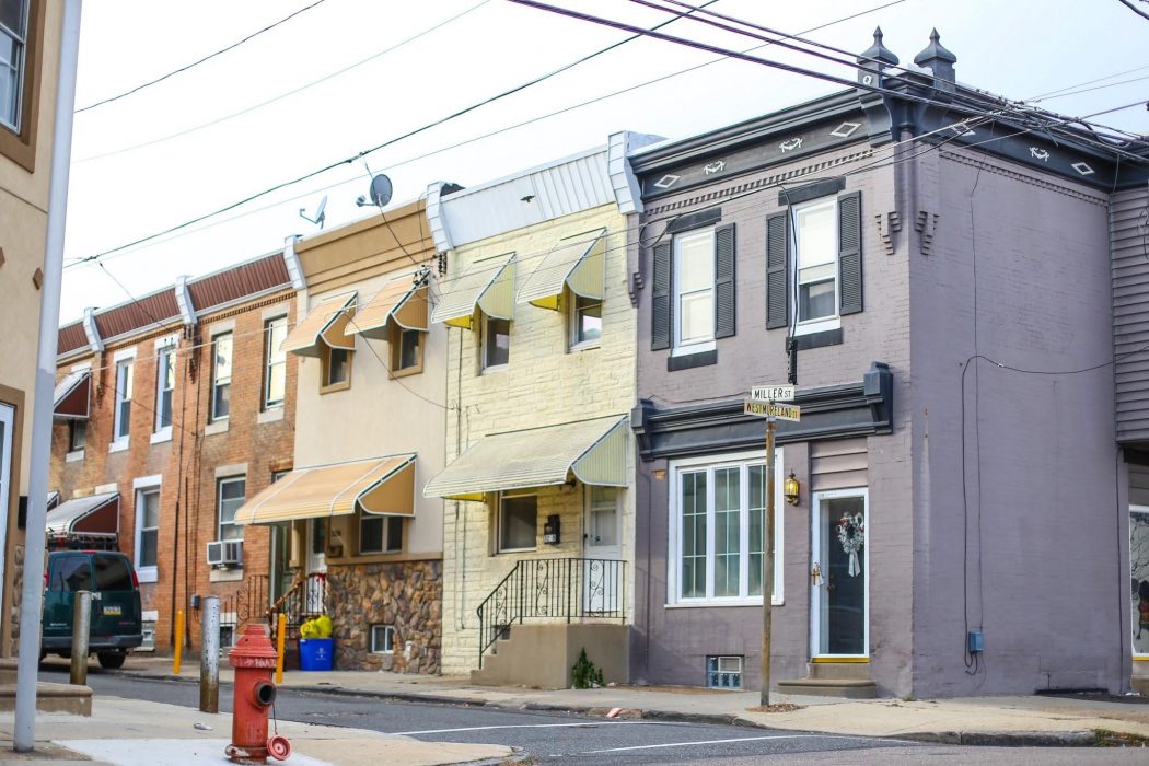 A block of rowhomes in Philadelphia