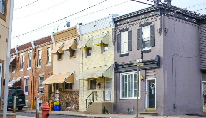 A block of rowhomes in Philadelphia