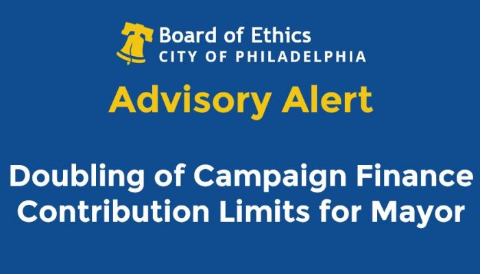 Advisory Alert - Doubling of Campaign Finance Contribution Limits for Mayor