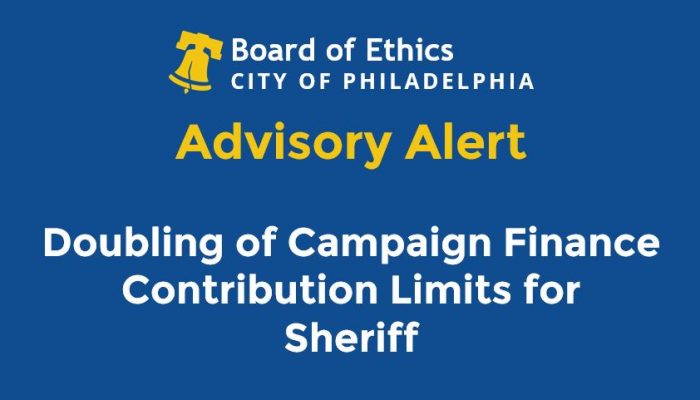 Advisory Alert - Doubling of Campaign Finance Contribution Limits for Sheriff