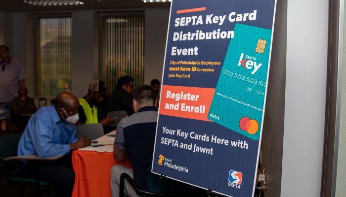 a sign that says septa key card distribution event