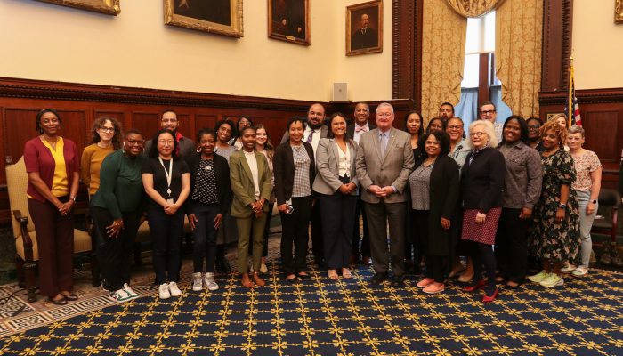 Group of racial equity leaders with Mayor Kenney in City Hall