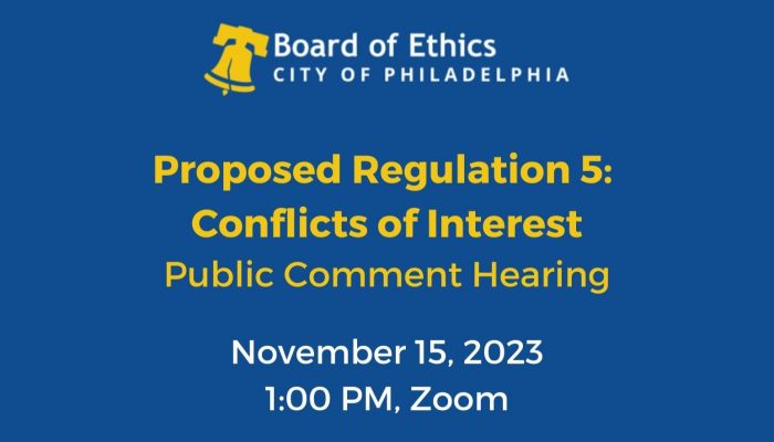 Public Hearing on Regulation 5, November 15, 2023 at 1pm on Zoom