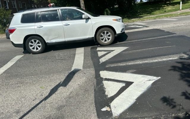 vehicle going over a speed cushion