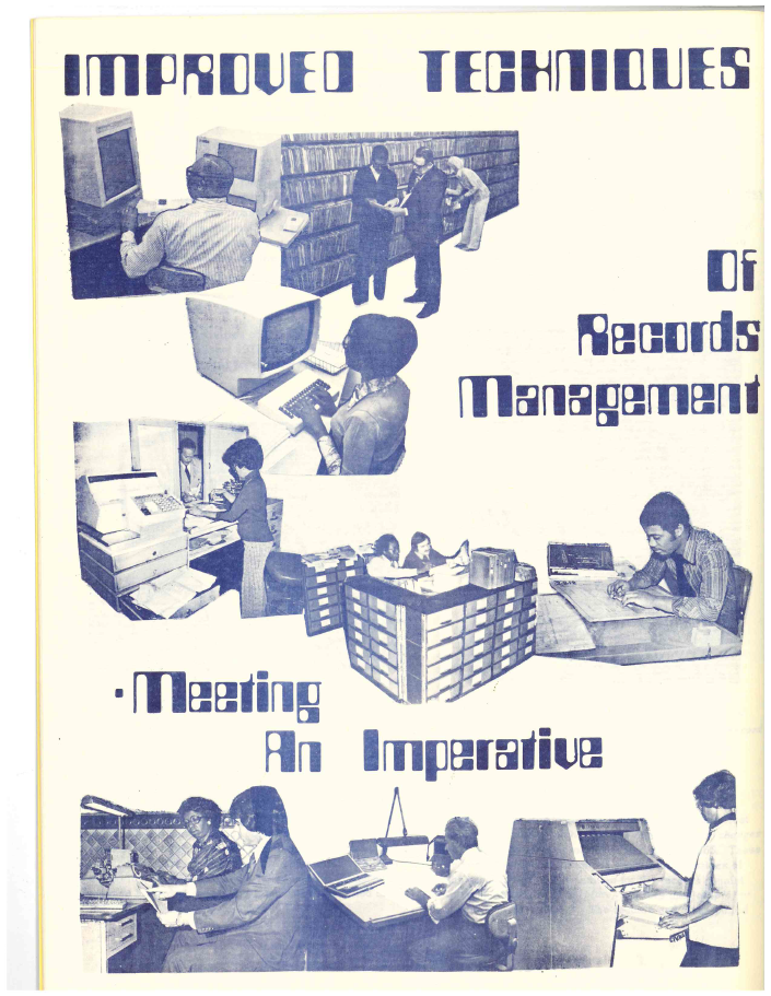 a scan of an old manual that says improved techniques of records management meeting an imperative 